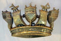 Brass casting of Naval Crown presented to the 69th Foot regiment by Parliament as thanks for their involvement in the Battle of the Saintes won by Britain over France in Caribbean during American Revolutionary War in Military Museum at Cardiff Castle. Cardiff, Wales.