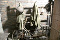 Bicycle, heavy jacket & helmet that might have been brought into air raid shelter during bombing raid at Cardiff Castle. Cardiff, Wales