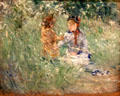 Woman & Child in a Meadow at Bougival painting by Berthe Morisot at National Museum of Wales. Cardiff, Wales.