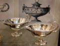 Silver sauceboats from Sir Watkin Williams-Wynn's dinner service by John Carter of London at National Museum of Wales. Cardiff, Wales.