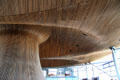 Redwood ceiling in free form waves at Welsh Parliament at Cardiff Bay. Cardiff, Wales.