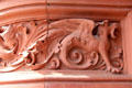 Dragon carved on terracotta panel on the Pierhead building at Cardiff Bay. Cardiff, Wales.