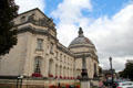 Cardiff City Hall constructed of Portland stone & built about the same time as Cardiff received its city charter. Cardiff, Wales.