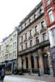 Row of heritage buildings on pedestrian mall in Cardiff City Centre. Cardiff, Wales.