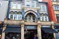 Ornate facade on High St. Arcade building in Cardiff City Centre. Cardiff, Wales.