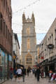 St John the Baptist Church as viewed from Church St in Cardiff City Centre. Cardiff, Wales.