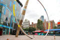 Alliance sculpture by Jean-Bernard Metais next to Cardiff Library on Hayes Place in Cardiff City Centre. Cardiff, Wales.