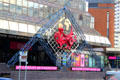 Red Welsh dragon sculpture at Cardiff International Arena in Cardiff City Centre. Cardiff, Wales.