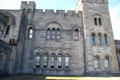 Facade with decorative crenellations at Penrhyn Castle. Bangor, Wales.