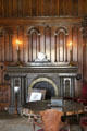 Fireplace in Library at Penrhyn Castle. Bangor, Wales.