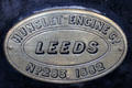 Makers plaque identifying Hunslet Engine Co of Leeds on Charles Saddle Tank locomotive at Penrhyn Castle Rail Museum. Bangor, Wales.