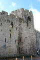 Walls facing town at Caernarfon Castle. Caernarfon, Wales.