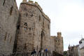 Ramp leading to visitor entrance at Caernarfon Castle. Caernarfon, Wales.