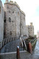 Visitor ramp on town facing side at Caernarfon Castle. Caernarfon, Wales.