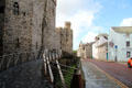 Visitor ramp on town facing side at Caernarfon Castle. Caernarfon, Wales.