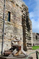 Detail of a inner stone wall at Caernarfon Castle. Caernarfon, Wales.