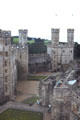 Overview of walls & towers at Caernarfon Castle. Caernarfon, Wales.