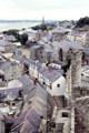 View of the narrow streets & slate roofed buildings from the Castle. Caernarfon, Wales.