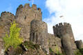 Conwy Castle built on solid rock by King Edward I after his conquest of Wales. Conwy, Wales