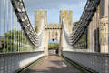 Supporting chains of Telford suspension bridge, which crosses River Conwy anchored into bridge towers. Conwy, Wales