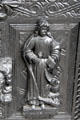 Carving of St John the Evangelist with an eagle, his symbol, at Plas Newydd. Llangollen, Wales.