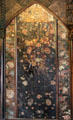 Leather wall covering with floral design at Plas Newydd. Llangollen, Wales.