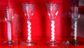 Georgian wine glasses with opaque double enamel twist stems at Plas Newydd. Llangollen, Wales.