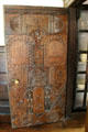 Door covered with carved wooden panels at Plas Newydd. Llangollen, Wales.
