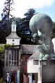 Town Hall & Atlas carrying the world statue at Portmeirion Village. Gwynedd, Wales.