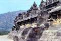 Arrangement of carvings on Borobudur with elaborate steps. Indonesia.