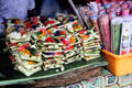 Temple offerings for sale at stand. Bali, Indonesia.