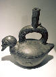 Chanchan ceramic duck in Inca Museum, Cusco, found five km from Trujillo. Peru.
