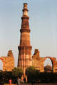 Qutub Minar, a tall minaret tower,. Delhi, India.