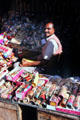 Vendor selling Lak bracelets on a Jaipur street. India.