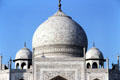 Three stone domes of Taj Mahal in Agra. India.