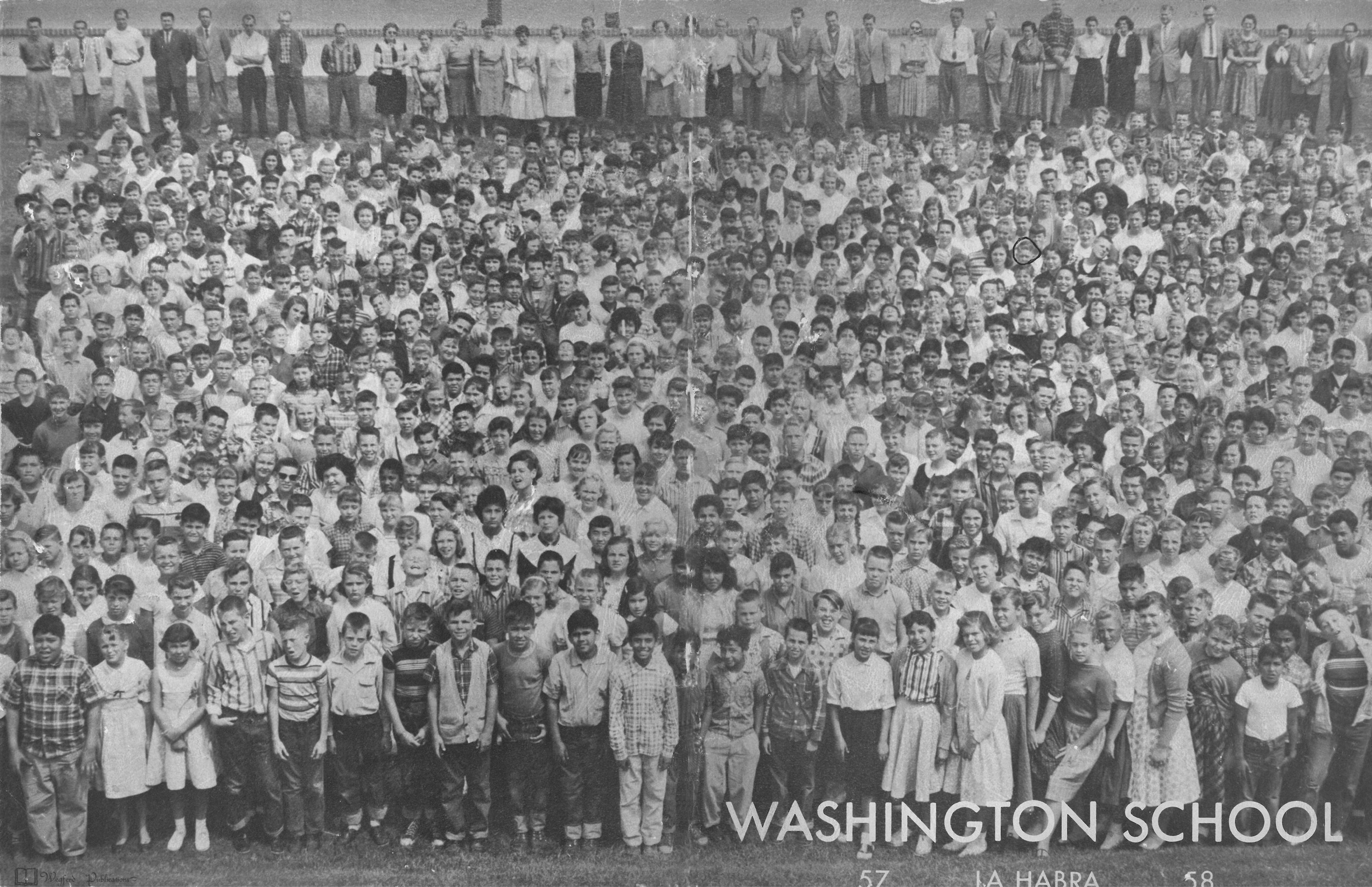 Photo of Students of Washington Middle School, La Habra, CA, 1958 many of whom went on to be part of the La Habra High School class.