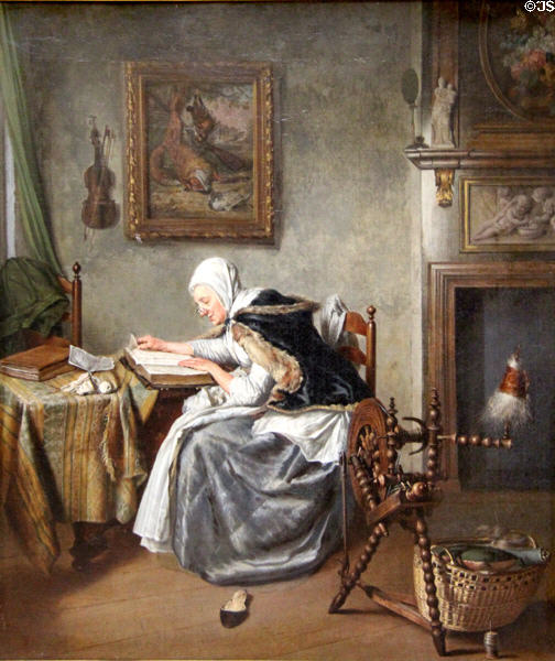 Old Woman Reading painting (1826) by Wybrand Hendriks at Teylers Museum. Haarlem, Netherlands.