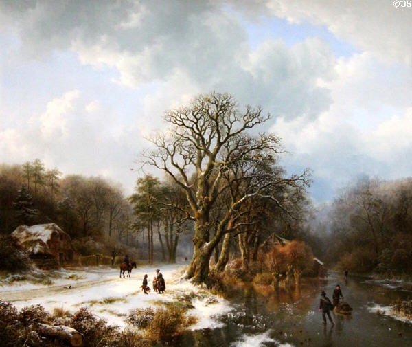 Winter landscape painting (1837) by Barend Cornelis Koekkoek at Teylers Museum. Haarlem, Netherlands.