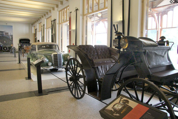 Interior of former stables housing vintage car collection. Het Loo, Netherlands.