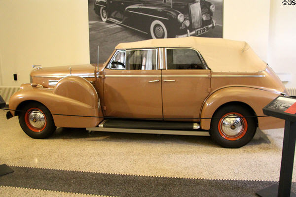 Cadillac Convertible Sedan bought second-hand (as a reflection of post -WWII poverty in the country) by Queen Wilhelmina in 1949. Het Loo, Netherlands.