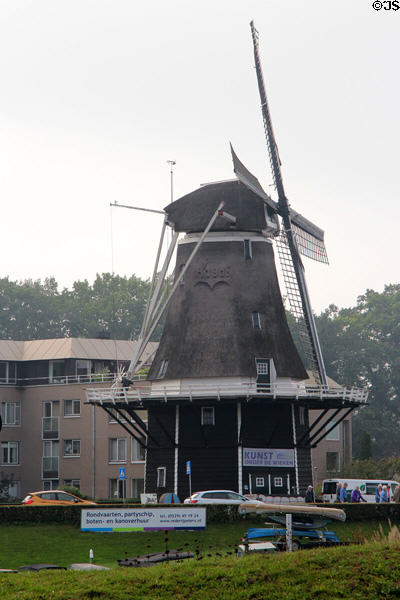 Vintage windmill being used as art gallery, "Art under the Sails". Ommen, Netherlands.