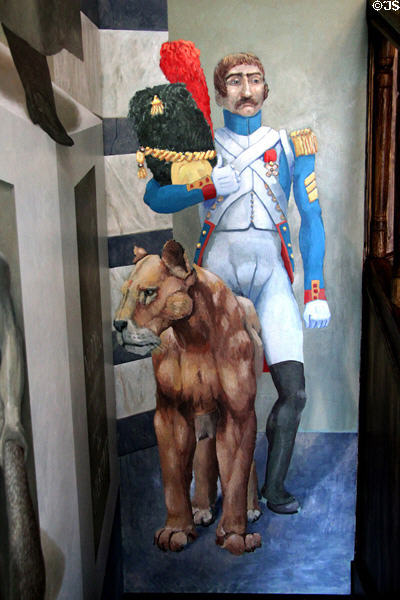 Mural of soldier and lion at National Tin Figures Museum. Ommen, Netherlands.