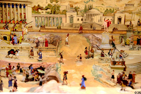 Tin figure diorama showing Athens Acropolis (c200BCE) with Pantheon, Erechtheion & Temple of Nike at National Tin Figures Museum. Ommen, Netherlands.