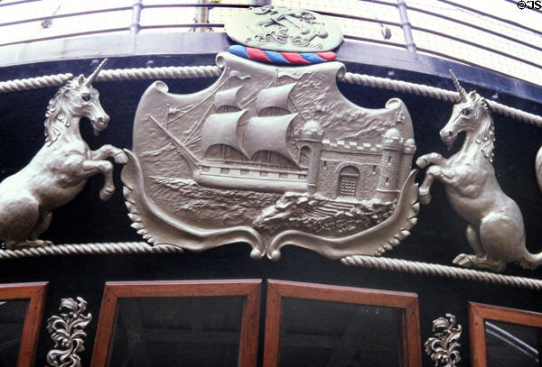 Details of decorations on SS Great Britain. Bristol, England.