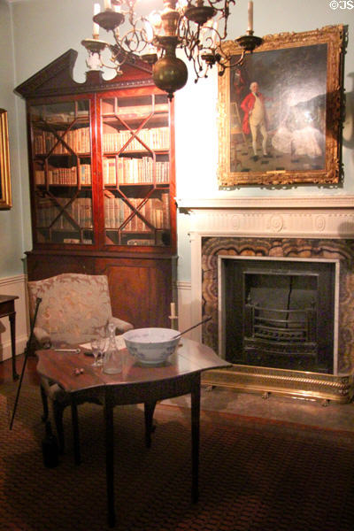 Georgian fireplace & bookcase at Georgian House Museum. Bristol, England.