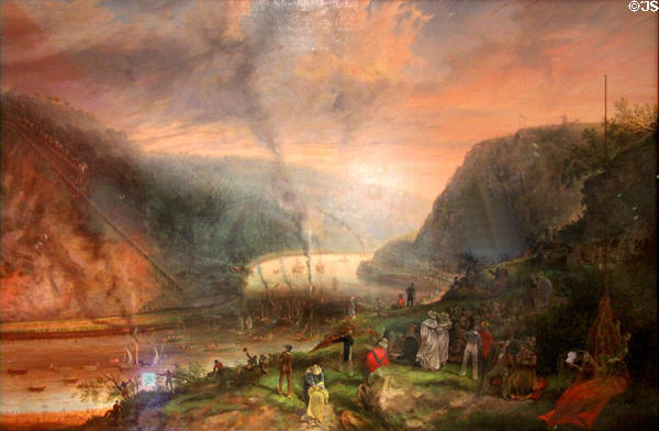 The Ceremony of Laying the Foundation Stone of the Suspension Bridge painting by Samuel Coleman at M-Shed Museum. Bristol, England.