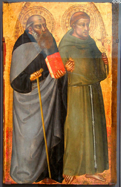 Sts Francis & Anthony Abbot painting (c1400) atrib Lorenzo di Bicci, probably part of multi-paneled altarpiece at Bristol Museum & Art Gallery. Bristol, England.