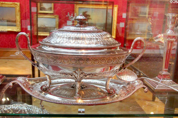 Soup tureen, cover & stand (1776-7) by Thomas Heming, London at Bristol Museum & Art Gallery. Bristol, England.