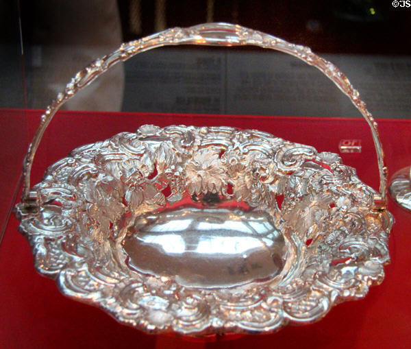Cake basket (1835-6) by Henry Wilkinson & Co, Sheffield in Rococo style at Bristol Museum & Art Gallery. Bristol, England.