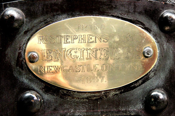 Maker's plate for Locomotive 150 at STEAM Museum of Great Western Railway. Swindon, England.